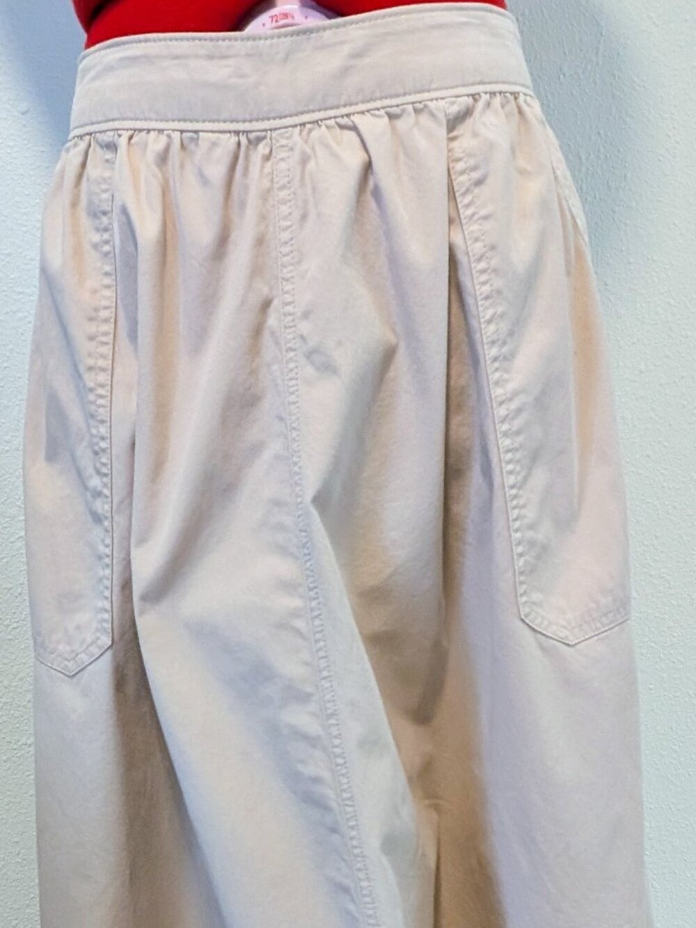 Size Small 90's Vintage Liz Claiborne Cotton Khaki Elastic A-Line Maxi Skirt